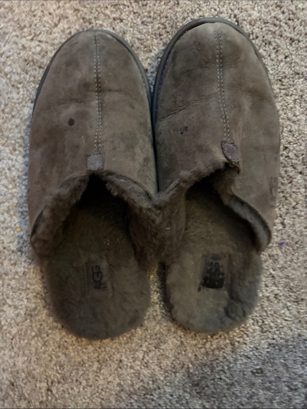 Men's Suede Slip-On Shearling Lined Slippers - Gray